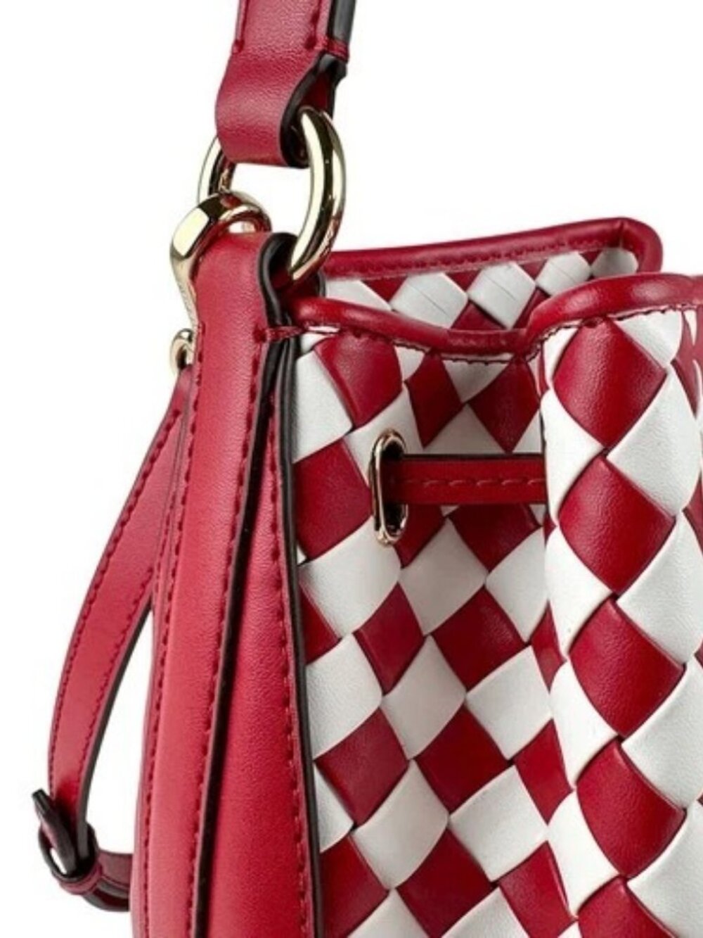 Auth Michael Kors Handbag Shoulder Bag Red/White Leather/Goldtone - z6654 - Picture 6 of 13